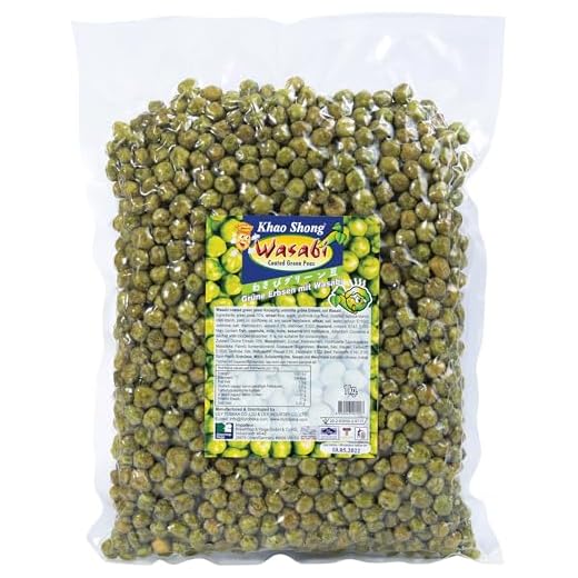 Khao Shong - Grüne Erbsen im Teigmantel mit Wasabi Geschmack - Scharfer Asia Snack & Knabberartikel - Original aus Thailand - 1 x 1 kg Vorratspack
