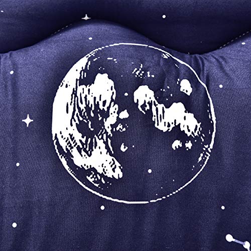 Image of MAXYOYO Navy Space Adventure Japanese Floor Futon Mattress, Thicken Tatami Mat Sleeping Pad Foldable Bed Roll Up Mattress Floor Lounger Bed Couches and Sofas for Kids Queen Size