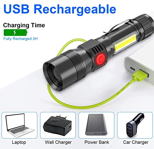 Karrong LED Taschenlampe USB Aufladbar Magnet Schwarzlicht, 395nm UV Lampe Ultraviolette Licht 7 Modi Rotlicht mit Akku für Outdoor Camping Wandern 2 Stück