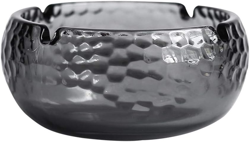 YOSCO Glass Tabletop Ashtray,Ashtray for Indoor or Outdoor Use, Desktop Ash Tray for Home Office Decoration (Black)
