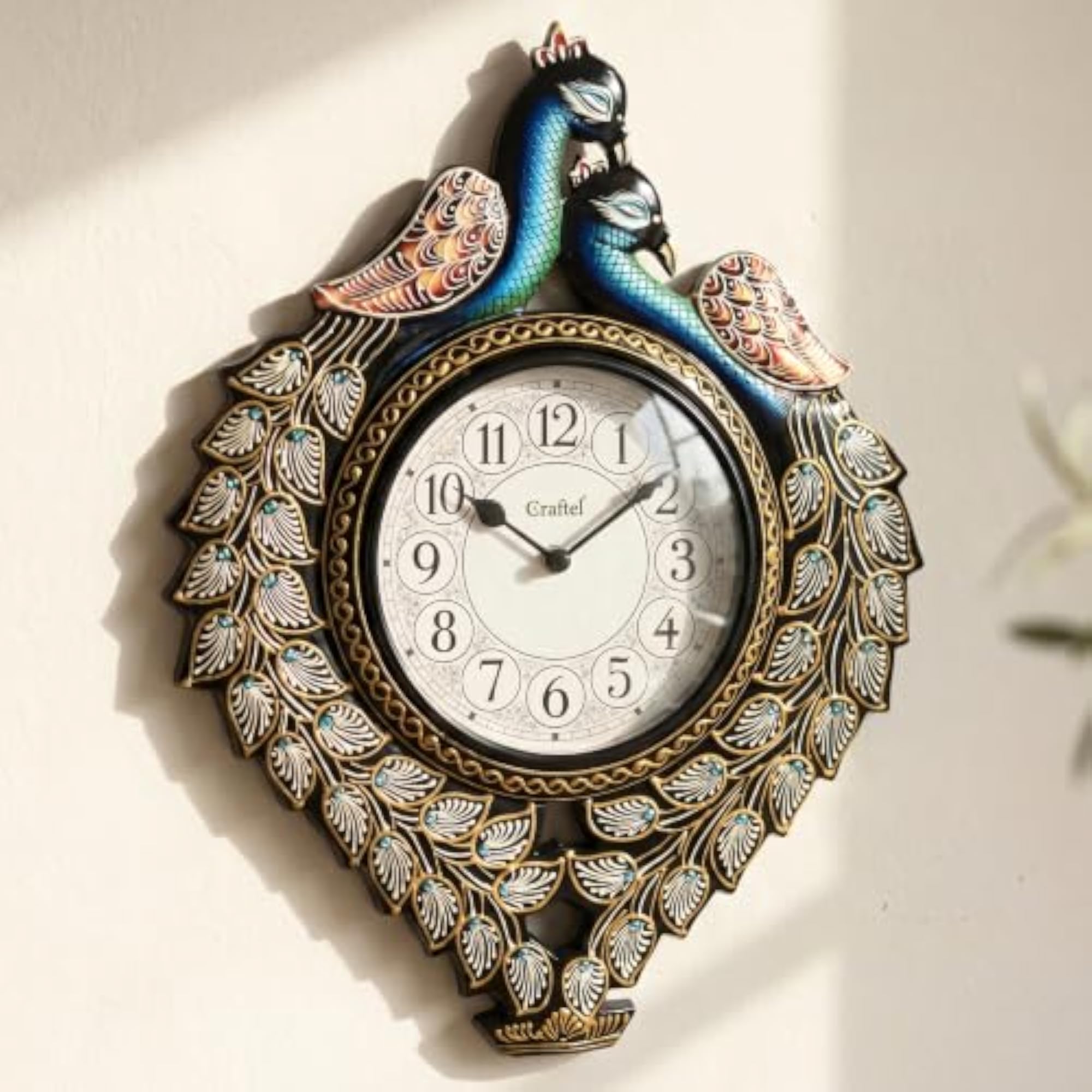 MDF Peacock Designed Round Handmade Antique Vintage Wall Clock