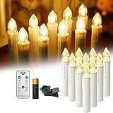 YARDIN LED Kerzen Weihnachtskerzen mit Fernbedienung Timer und Clips, Kerzenlichter Flammenlose inkl. Batterien Kabellos Dimmbar, für Weihnachtsbaum, Hochzeit, Geburtstags, Party - Warmweiß, 10 Stück