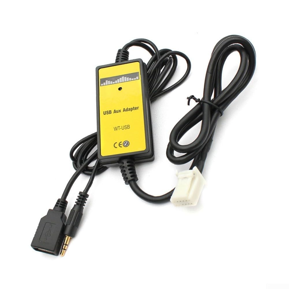 Auto Audio MP3 USB Interface Aux Adapter für Toyota mit 5+7 Pin Anschluss, unterstützt 3,5 mm AUX Eingang, hochwertiger MP3/WMA Decoder, zerstörungsfreie Installation für Corolla/Camry/RAV4 Serie