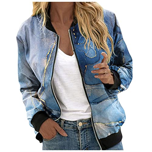 Finetyu Blouson Damen Bomberjacke Sommerjacke Pilotenjacke Langarm Zip Up...