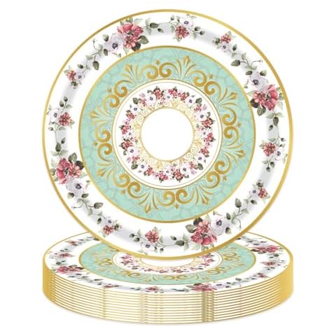 TOPWAYS Floral Disposable Plates for Parties Cover