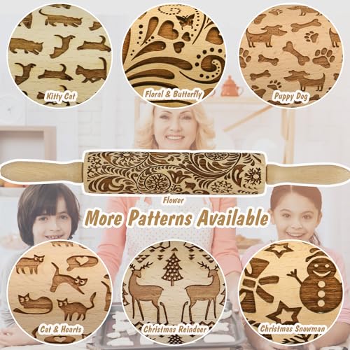 Big Role Embossed Rolling Pin For Baking Cookies Embossing Rolling Pins With Design Wooden Engraved Springerle Roller Pin Dough Animal Patterned Clay Pottery Ceramic Stamp Gifts Bakers Women Kids thumb #6
