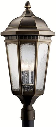 Miniatura 1 de Kichler 9533RZ, iluminación de poste exterior de aluminio fundido para patio, 180 vatios totales, bronce frotado