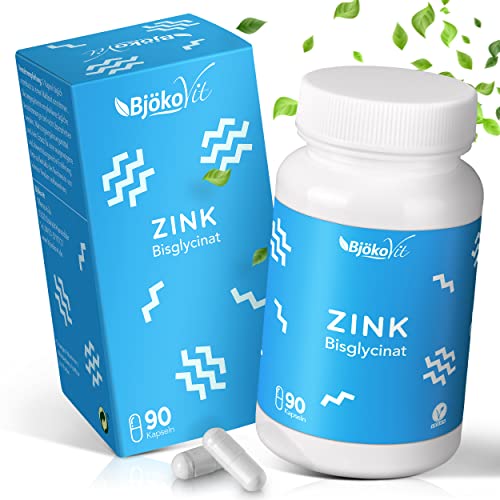 Zink Tabletten (Kapseln) von BjökoVit | 25mg Bisglycinat hochdosiert und vegan I Nahrungsergänzungsmittel ohne Zusatzstoffe | Kleine Zink Kapseln statt große Tabletten Cover