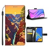 KUAVETO Wallet Case for Samsung Galaxy S23 S23+ S22 S22+ S21 S21+ S20 S20+ S10 S10+ S9 S9+S8 S7 Edge S6 Plus Ultra FE S10e 4G/5G with Grand Canyon-AA20,Card Slot and Wrist Strap Flip Cover