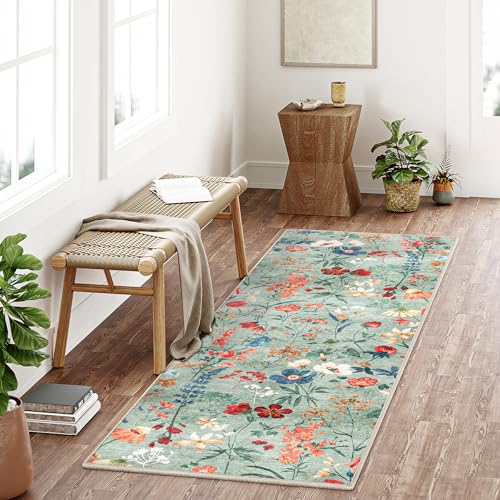 HUGEAR Läufer Flur Teppich 60x180cm Grün Waschbar Teppichläufer Runner – Ansicht 4