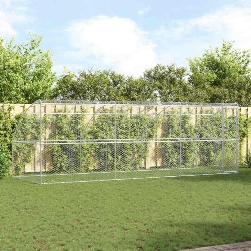 **Hundekäfig 3 pcs Silber 6 x 2 x 2 m, abschließbarer Hundezwinger mit Netzdach 6x2x2 m, verzinkter Stahl Hundezwinger 6x2x2 Meter für den Außenbereich**