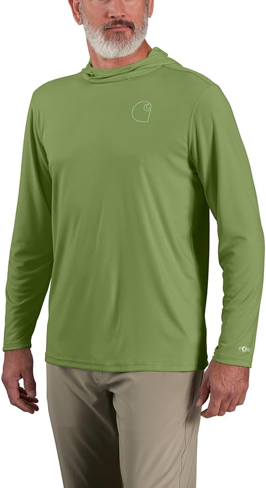 Carhartt Men’s Force Sun Defender Lightweight Long-Sleeve Hooded Logo Graphic T-Shirt