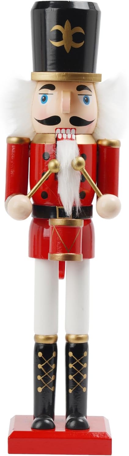 Christmas Nutcracker Soldier Figurine Decorations - 14.75H in Nutcracker Christmas Decor Traditional Soldiers Wooden Red Nutcracker Xmas Festive Gifts Farmhouse Décor for Fireplace Newman House Studio