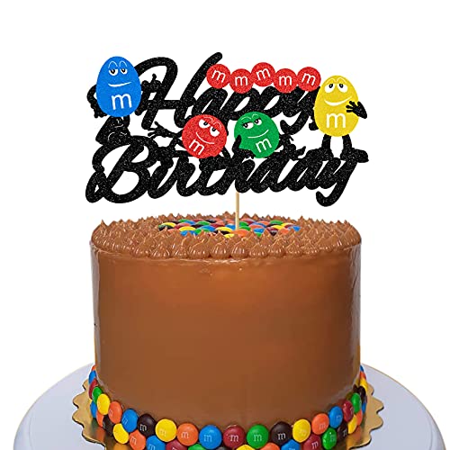 Chocolate beans Cake Topper m&m’s Theme Birthday Party Chocolate Party Decor for Boys Girls Kids Birthday Party Supplies