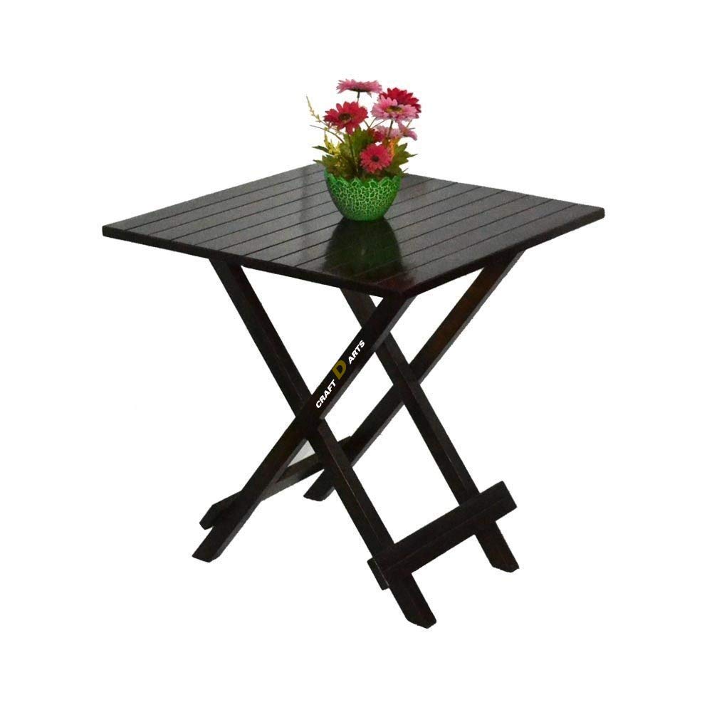 Sheesham Wood Patio Square Folding Table | Patio Coffee Table | Patio Garden and Outdoor Table | Patio Balcony Furniture(Black)