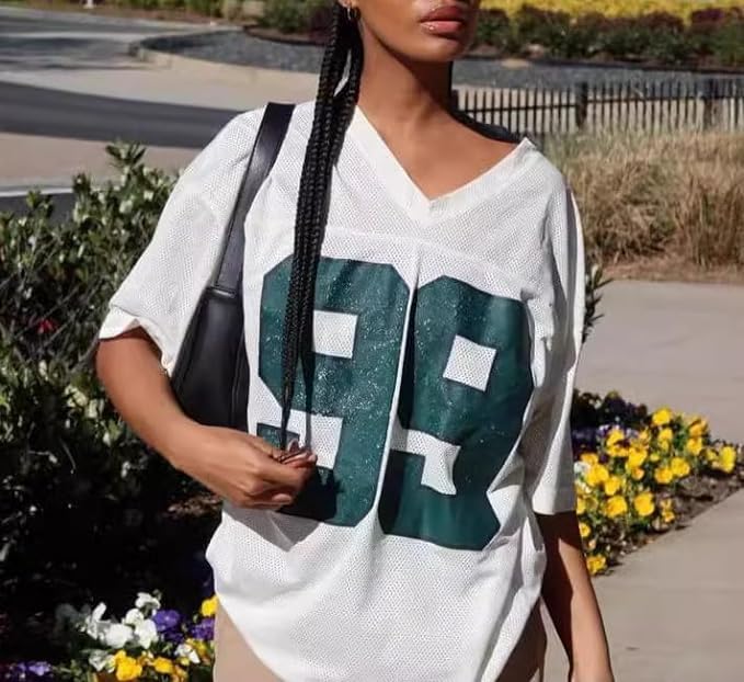 Oversized Jersey Women Summer Tops 2024 Grunge Graphic Tees Y2k Streetwear Short Sleeve Shirts