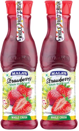 Image of Mala's, Whole Crush 750ml, Strawberry, 750 Millilitre (Pack of 2)