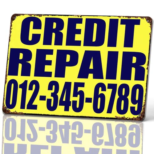 Credit Repair Contact Number Vintage Metal Sign 8 x 12 Inch