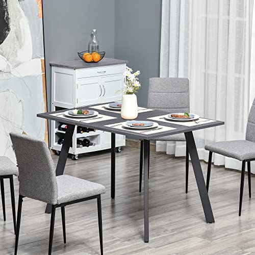 HOMCOM Dining Table with Metal Legs and Spacious Tabletop for Kitchen, Dining Room, Living Room, Dark Grey - Image 2