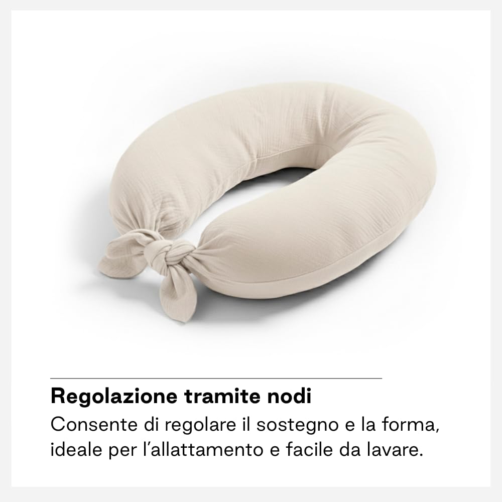 Jané Cuscino per Allattamento XXL e Gravidanza, Cuscino per Dormire e Riposo, Fodera 100% Cotone Mussola, Beige