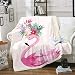 couverturepour Fille Flamant Rose Tropical Flamant Rose Sherpa Fleurs Florales en Peluche Plaid Mignon Animal floue Double 152 x 200,7 cm