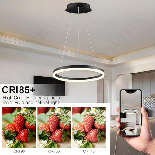 Lustre LED moderne intensité variable suspension 2 anneaux blancs