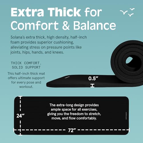 Retrospec Solana Yoga Mat 1/2" Thick w/Nylon Strap for Men & Women - Non Slip Excercise Mat for Yoga, Pilates, Stretching, Floor & Fitness Workouts by Retrospec - Image 3