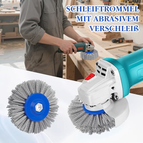 Schleifbürste, Nylonbürste 46/60/80/120 Körnung, 150mm M14 Polierbürste für Satiniermaschine Winkelschleifer Drahtziehrad, Holz und Metall Entrosten, Polieren, Schleifen (46 Körnung)