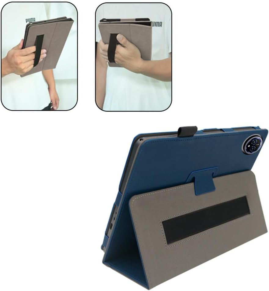 Compatible with Oukitel OT12 Smart Tablet 12 11-inch case, Full Coverage Ultra Slim PU Leather Cover Case Folding Stand Cover Protective Tablet Cover with Hand Strap Magnet (Dark Blue)
