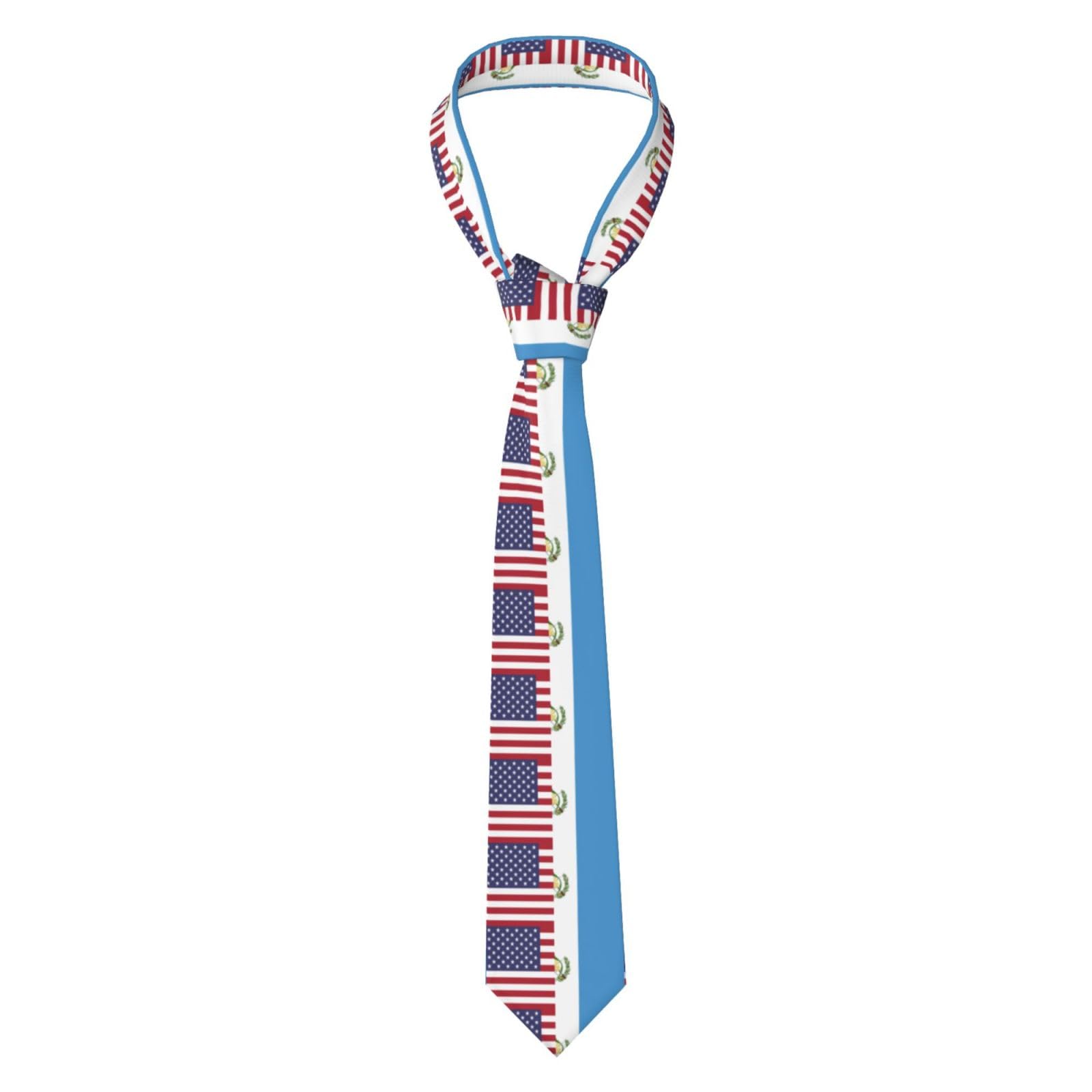 Guatemala And Usa Flag Novelty Skinny Men'S Necktie Perfect Formal Events Festive Occasions Useful