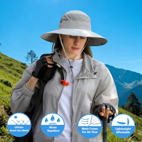Image of Wide Brim Sun Hat for Men Women UV Protection Ventilated Summer Hats for Fishing Hiking Garden Beach