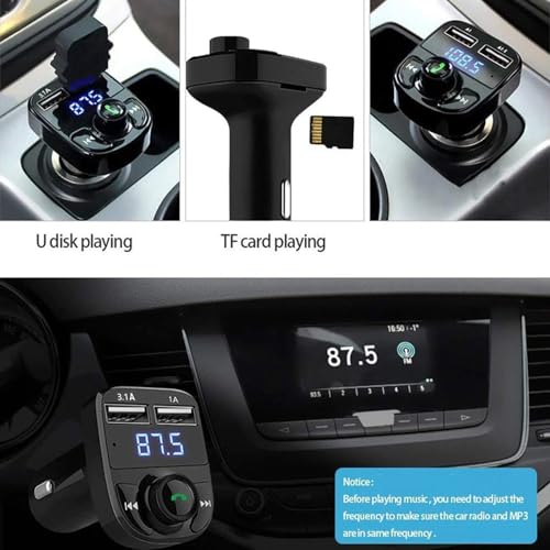 Image of CAR-X8 Bluetooth FM Transmitter Kit for Hands-Free Call Receiver /Music Player /Call Receiver /Fast Mobile Charger Ports for All Phones with 3.1A Quick Charge Dual USB Car Charger