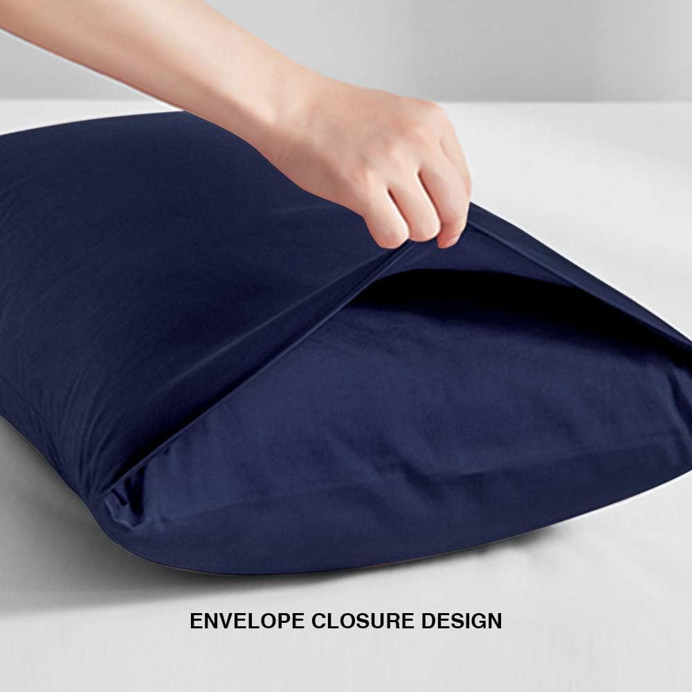 SEVEN4-UK 2 Blue Microfiber Pillow cover Super and Cozy Envelope Closure Bed Pillow Cases 50x80 cm Easy to Use Attractive Colours Breathable & Durable Pillow Case Set Easy to Wash - Image 2