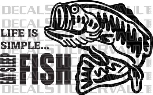 Life is Simple Eat Sleep Fish Fishing Decal Sticker Fly Fishing Trout Stream Fisherman