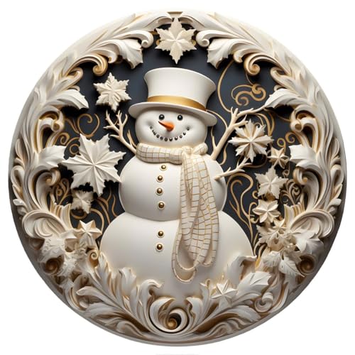 KLbyLe Christmas Ornament 2025 – 3.5 Inch Acrylic Round Snowman Decoration with Red Ribbon,...
