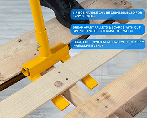 Vergo Pallet Buster, Heavy Duty Industrial Pallet Breaker With 44.5" Handle And Powder Coated Finish - Deck Wrecker Tool For Disassembling Pallets (Yellow) #TOP1