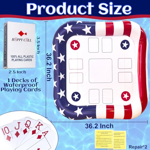 image for AMENON Floating Table with Waterproof Playing Cards, Adult Pool Game S