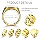 Krfy 5 PCS Herren Ringe Edelstahl Siegel Ring Gold Ringe Quadrat Pinky Daumen Ring Chunky dicken Cuban Link Kette Finger Ring Hochzeit Cool Band Ring Set