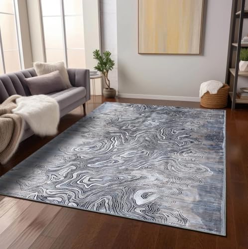 Image of Medallion Vintage Look Carpet for Living Room Bedroom Dining Room | Washable Area Rug with Non Slip TPR Backing | Modern Floor Carpet for Home(Design02-3x5 Feet)