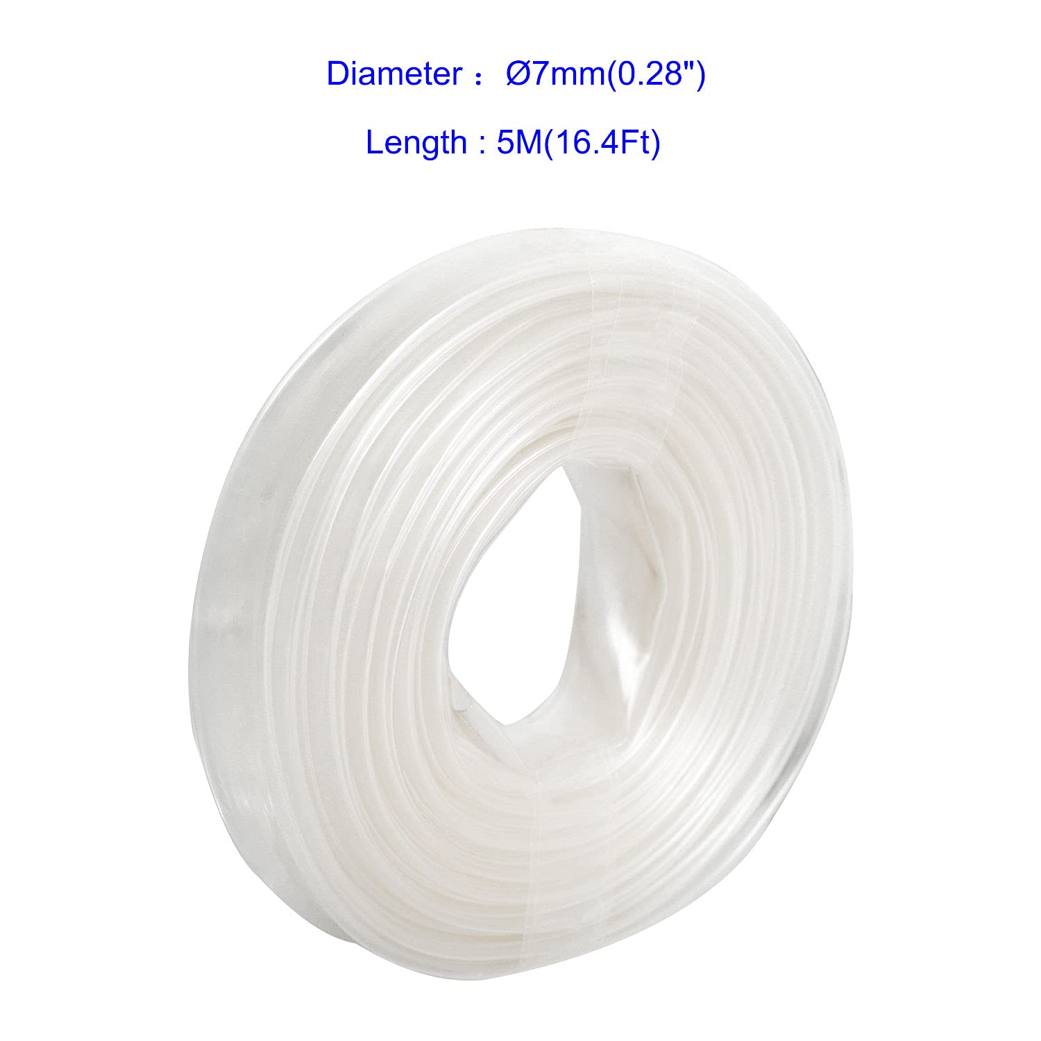 Aoje-Link 7mm ID Transparent Heat Shrink Tubing Shrinkable Tube 5M(16.4Ft) 1pcs