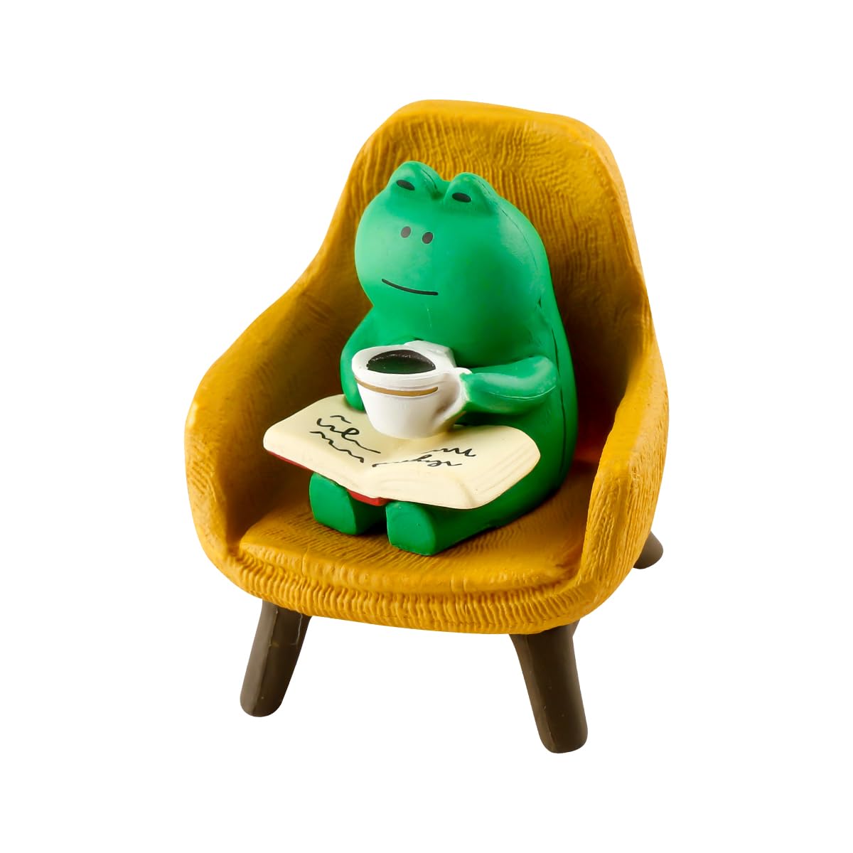 Lotsdonxia Multicolor Miniature Resin Frog Figurines And Cat Set With Yellow Sofa, Charming Desk & Home Garden Ornaments