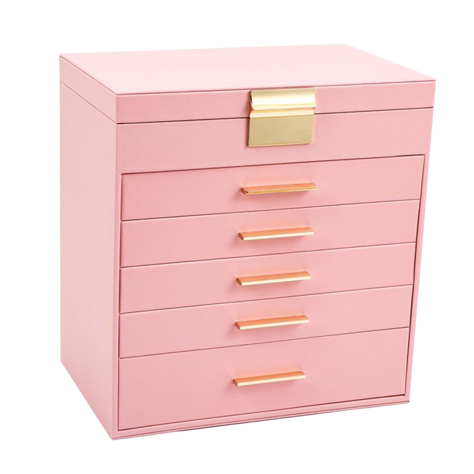 SDFSDE 6 Layer Jewelry Box With Mirror PU Leather Jewelry Organize Case For Earrings, Rings, Bracelets, Watches, Necklace