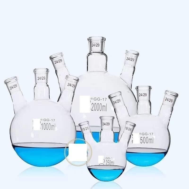 Matraz de destilación tres plazas vidrio con alto contenido silicato