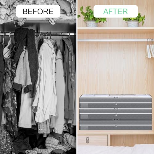 Lixiluxia 3 Stück Unterbett Aufbewahrungsbox, Aufbewahrungstasche Faltbar, Bettkasten, Aufbewahrungstasche für Bettdecken, Unter Bett Aufbewahrungskisten, Unterbett-Aufbewahrungstaschen für Decken