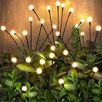 AHUJA INTERNATIONAL Solar Garden Lights, Solar Powered Firefly Lights Outdoor Waterproof Solar Garden Decorative Lights for Yard Patio Pathway Decoration, Warm White (6 Led (Pack of 2))