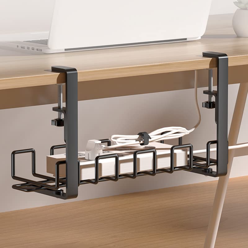 Buy Under Desk Cable Management Tray, 40cm Under Desk Cord Organizer with Clamp System