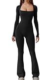 Jumpsuits for Women Square Neck Wide Leg Full Length Romper Playsuit