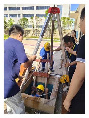 YLLFFLL Fall Protection Portable Confined Space Safty Tripod Kit, Heavy Duty Scalable Emergency Rescue Lifting Tripods with Hand Winch & Safe Belt, Narrow Space Wellhead Aluminum Rescue Lifting Tool