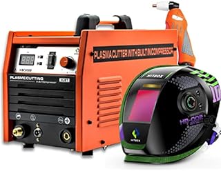 HITBOX 220V 40 Amp Plasma Cutter with Built-In Air Compressor + HITBOX Auto Darkening Touch Control Welding Helmet