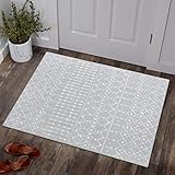 Lahome Moroccan Rugs for Entryway 2x3 Small Non-Slip Kitchen Rug Throw Lightweight Area Rugs for Bedroom Gray Vintage Print Distressed Bath Mat Floor Indoor Doormat Carpet for Laundry Living Room